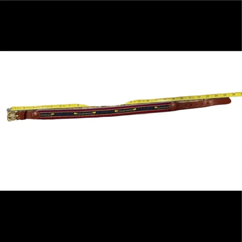 Leather Man Ltd Kids Canvas & Leather Belt Burgundy Navy Oar Motif New Size XXS